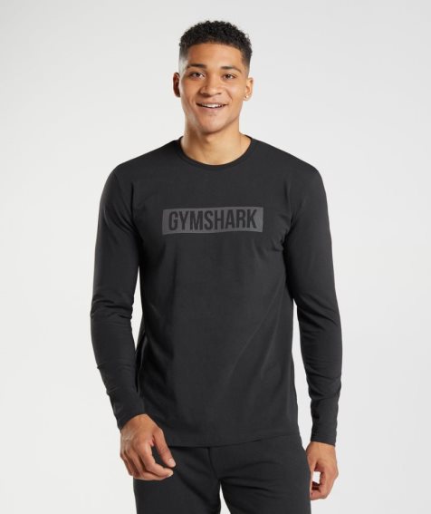 Koszulki Gymshark Block Long Sleeve Męskie Czarne | PL 987IXA